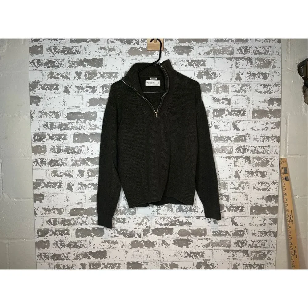 Abercrombie & Fitch | women dark green 1/4 zip pullover - Picture 9 of 10